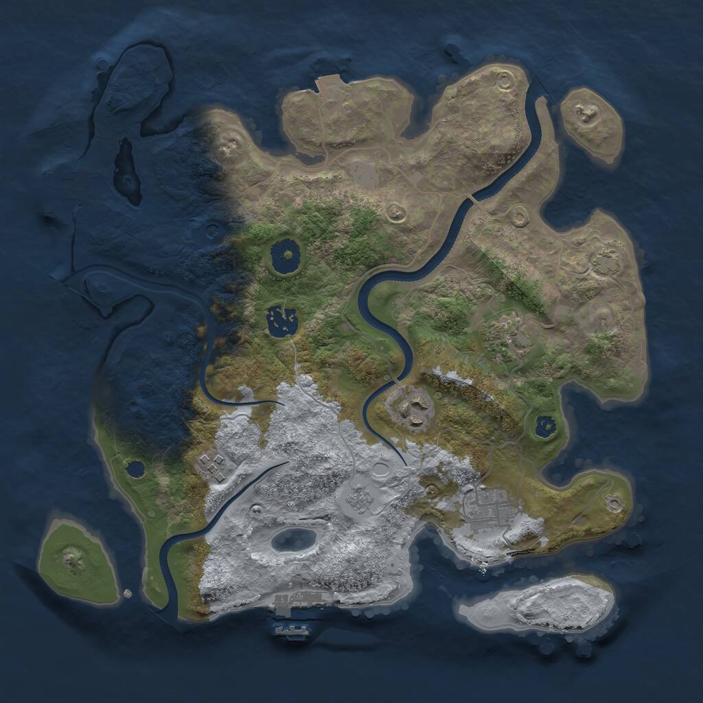 Rust Map: Procedural Map, Size: 3250, Seed: 1686327534, 11 Monuments