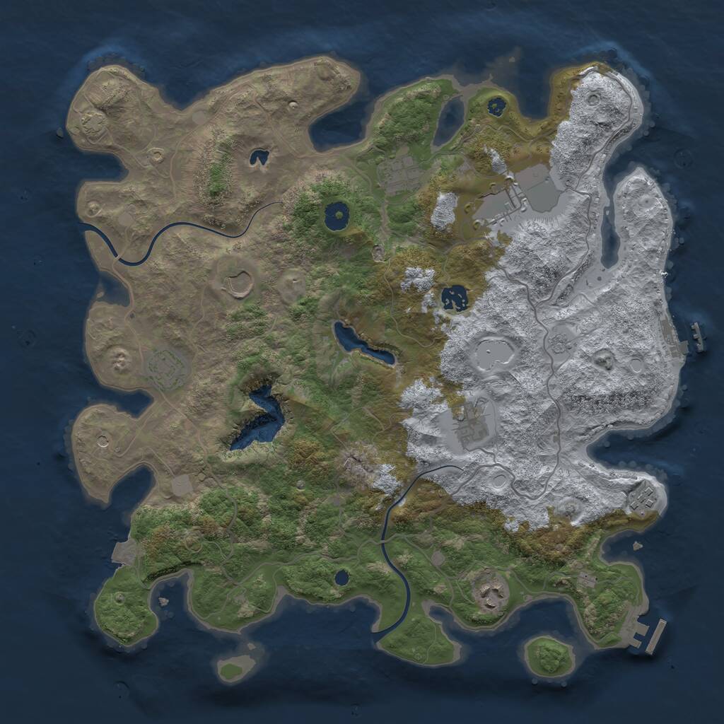 Rust Map: Procedural Map, Size: 4000, Seed: 234223, 14 Monuments