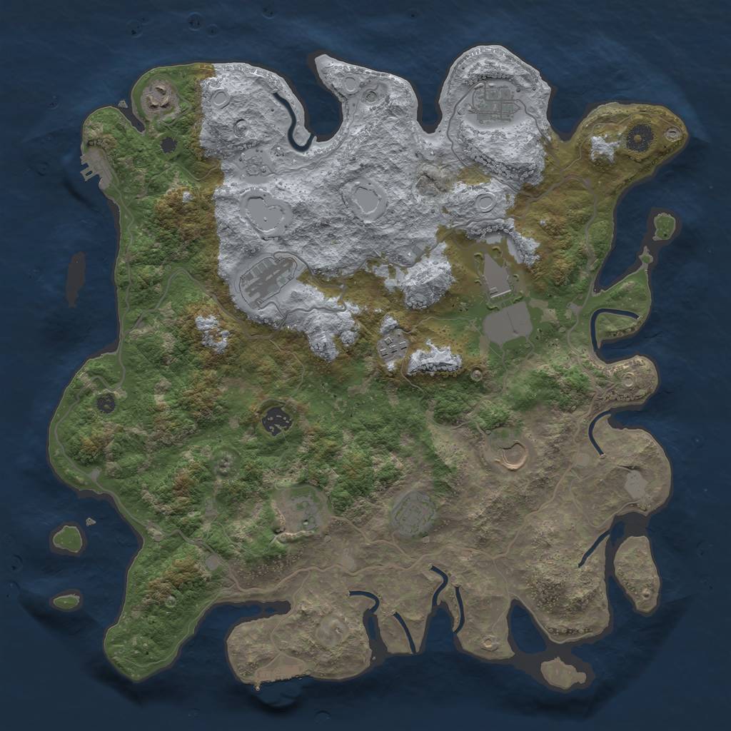 Rust Map: Procedural Map, Size: 4000, Seed: 676309, 18 Monuments