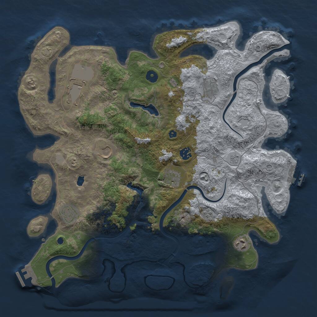 Rust Map: Procedural Map, Size: 4000, Seed: 824392412, 14 Monuments