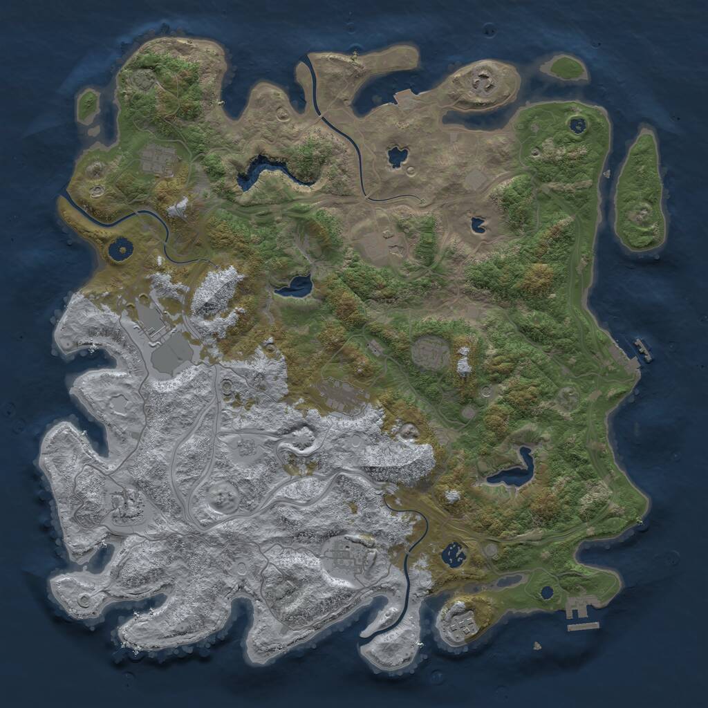 Rust Map: Procedural Map, Size: 4500, Seed: 2118879323, 16 Monuments