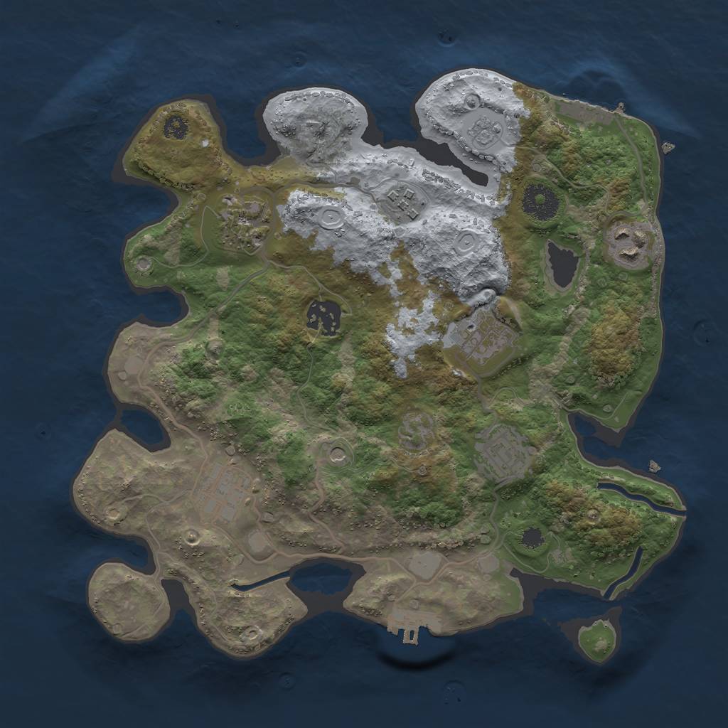 Rust Map: Procedural Map, Size: 3000, Seed: 27361, 16 Monuments