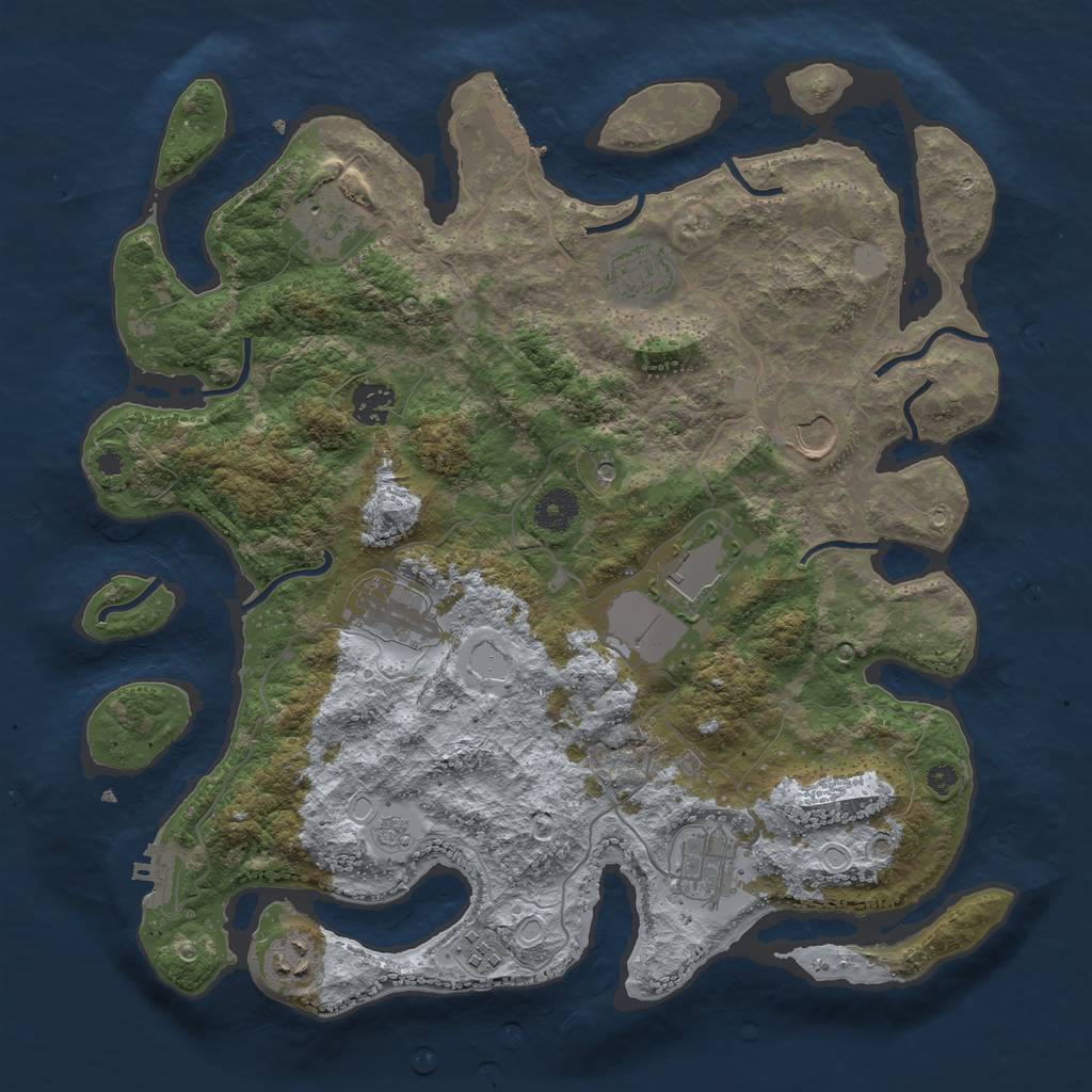 Rust Map: Procedural Map, Size: 3750, Seed: 596817783, 18 Monuments