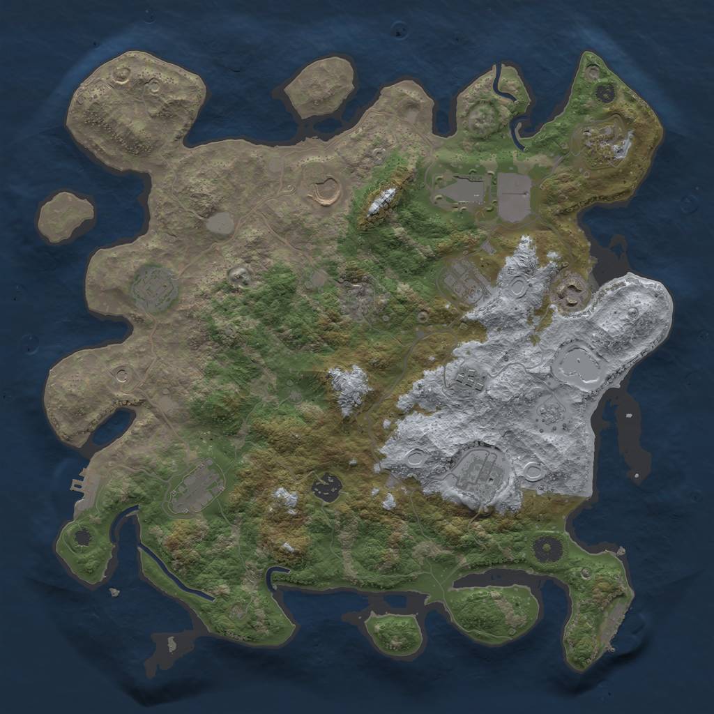 Rust Map: Procedural Map, Size: 3800, Seed: 16384, 19 Monuments