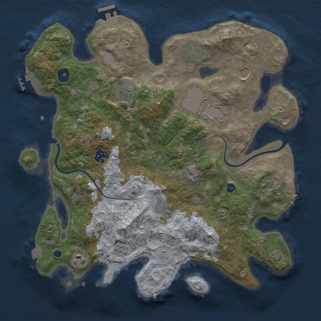Rust Map: Procedural Map, Size: 3700, Seed: 1220919239, 15 Monuments