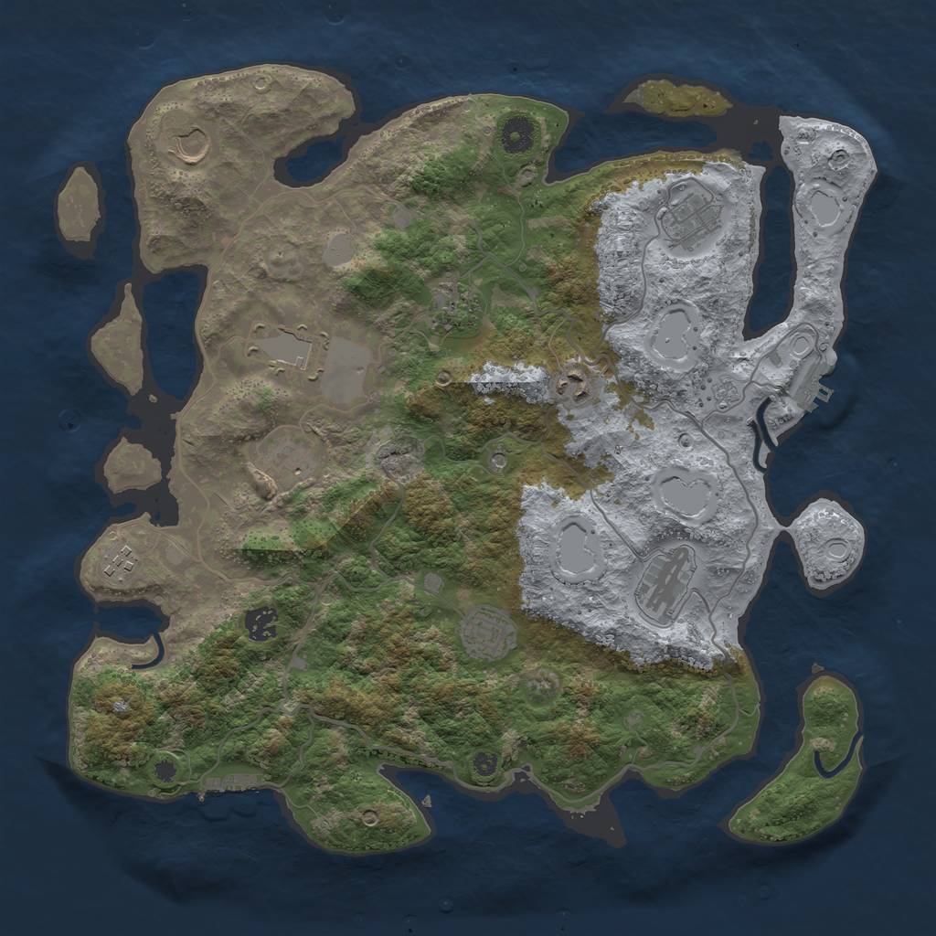 Rust Map: Procedural Map, Size: 4000, Seed: 1441805917, 19 Monuments