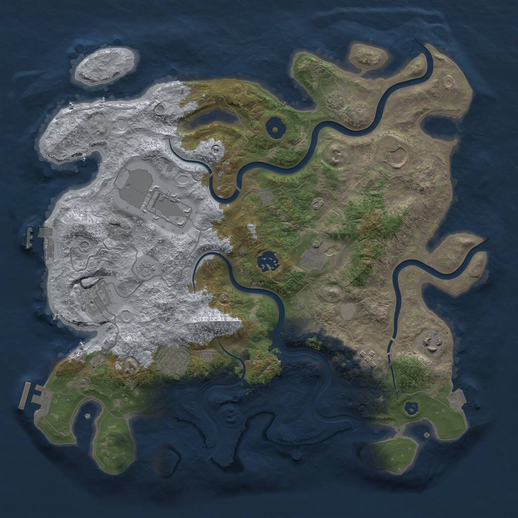 Rust Map: Procedural Map, Size: 3750, Seed: 1122645, 14 Monuments