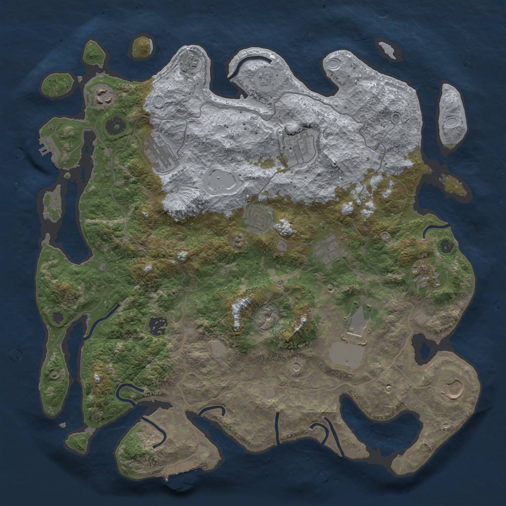 Rust Map: Procedural Map, Size: 4000, Seed: 85685457, 19 Monuments