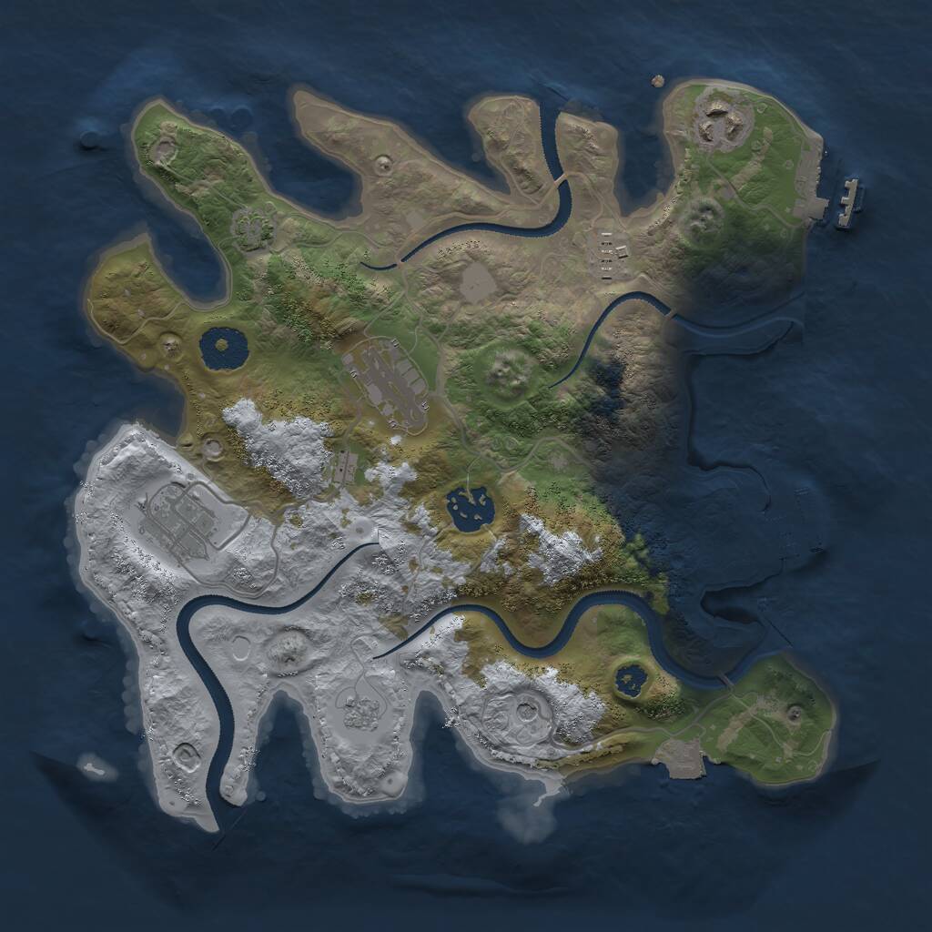 Rust Map: Procedural Map, Size: 3000, Seed: 123768, 11 Monuments