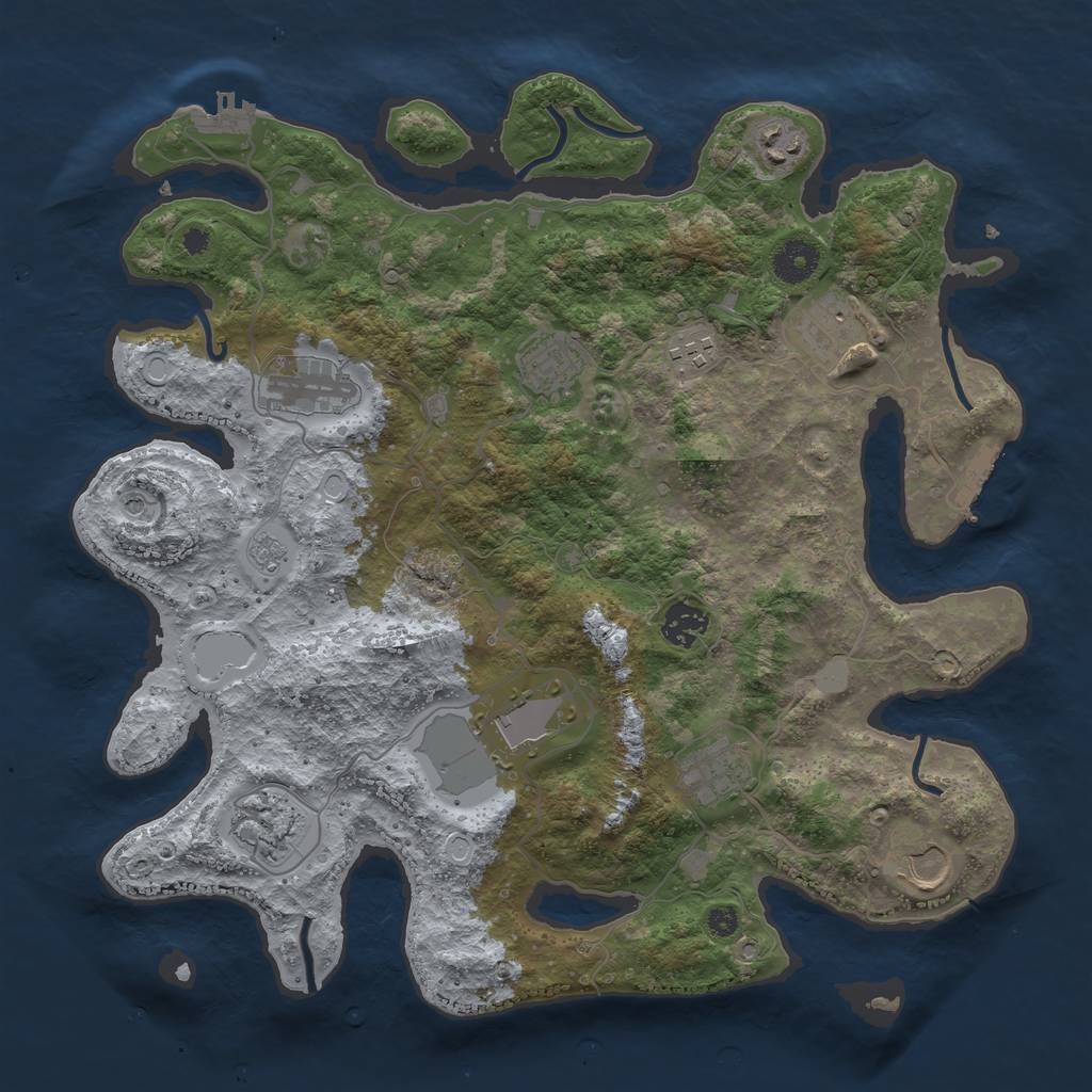 Rust Map: Procedural Map, Size: 3700, Seed: 701091364, 19 Monuments