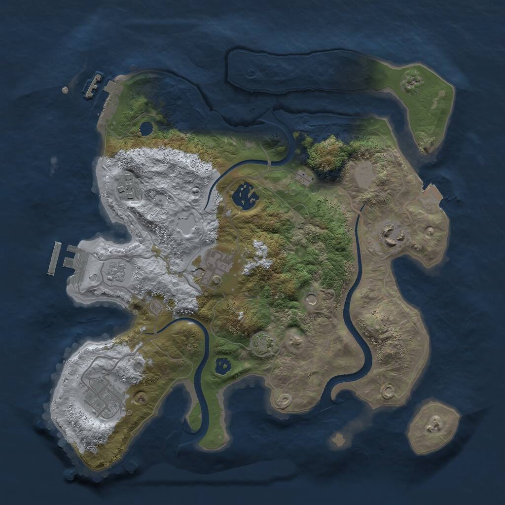Rust Map: Procedural Map, Size: 3000, Seed: 3998254, 11 Monuments