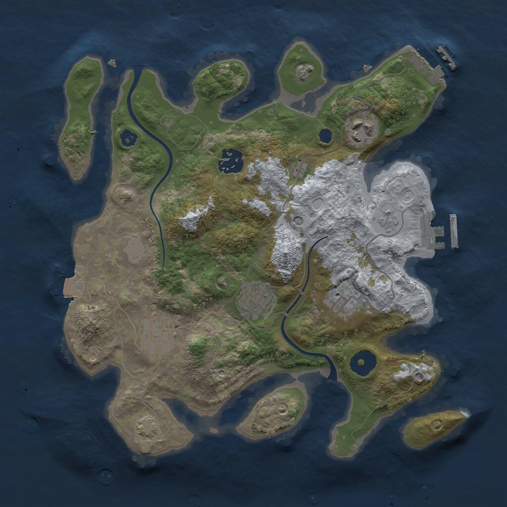 Rust Map: Procedural Map, Size: 3000, Seed: 18122, 11 Monuments