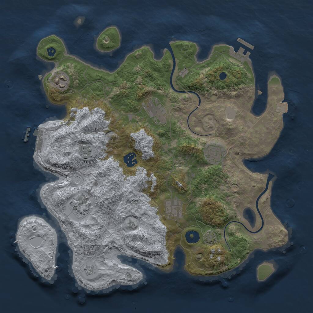 Rust Map: Procedural Map, Size: 3425, Seed: 454646, 12 Monuments