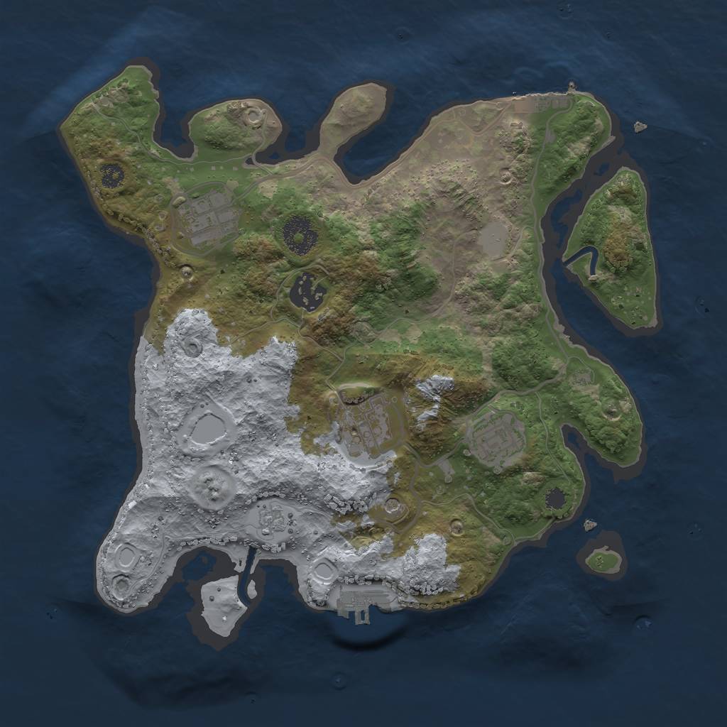 Rust Map: Procedural Map, Size: 3000, Seed: 2137967893, 13 Monuments