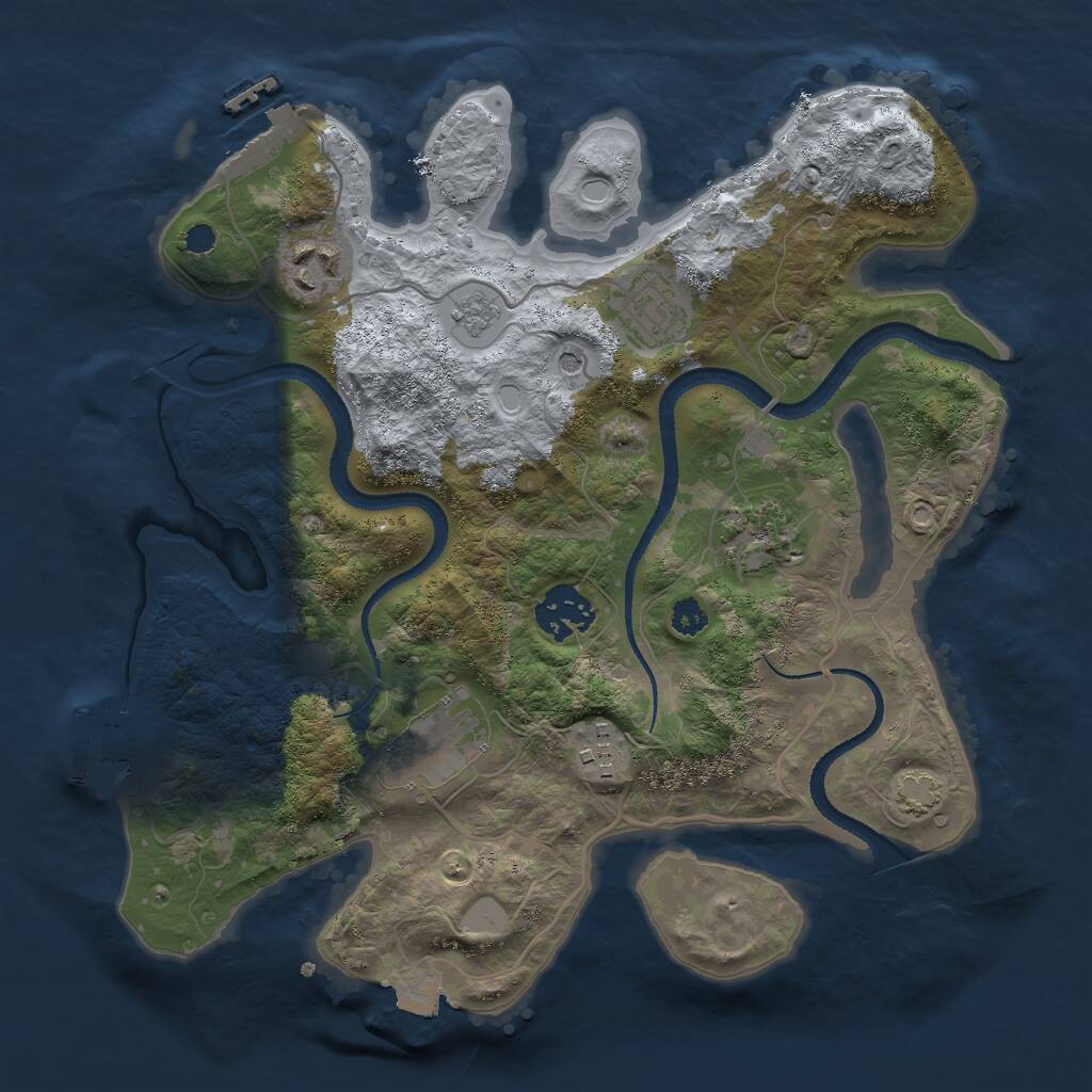 Rust Map: Procedural Map, Size: 3000, Seed: 33255, 12 Monuments
