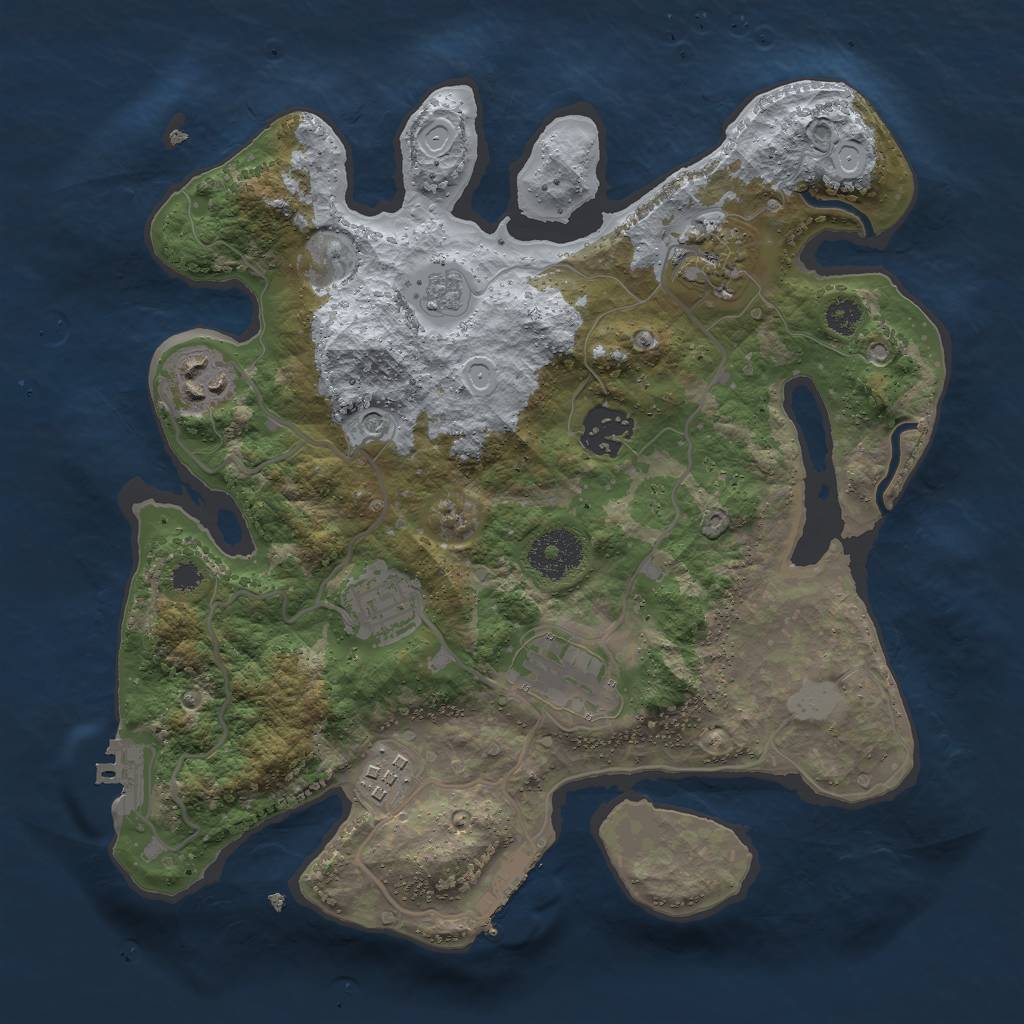 Rust Map: Procedural Map, Size: 3000, Seed: 33255, 15 Monuments