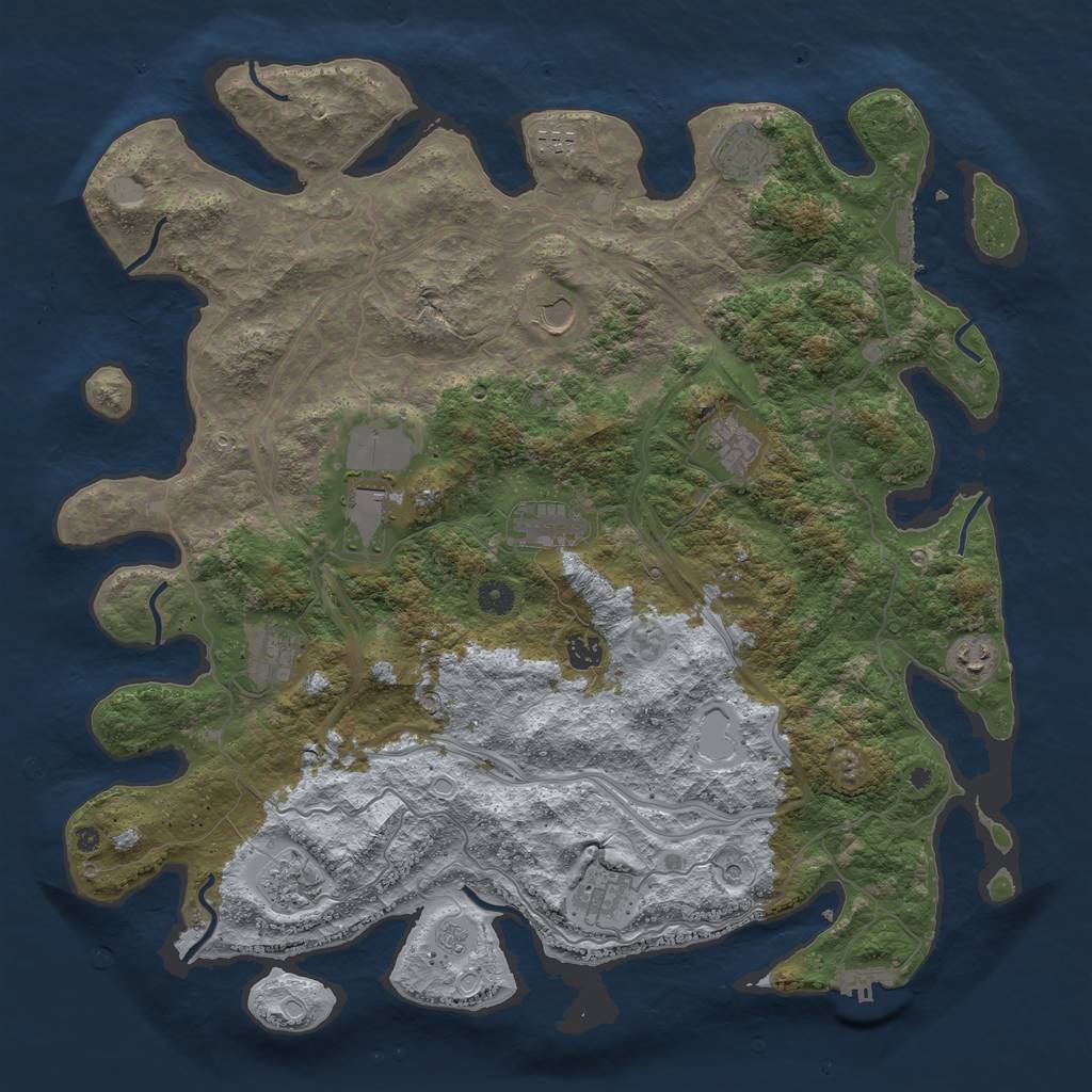 Rust Map: Procedural Map, Size: 4500, Seed: 97418722, 20 Monuments