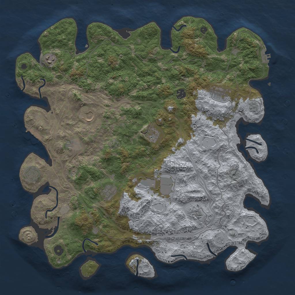 Rust Map: Procedural Map, Size: 4500, Seed: 184782166, 20 Monuments