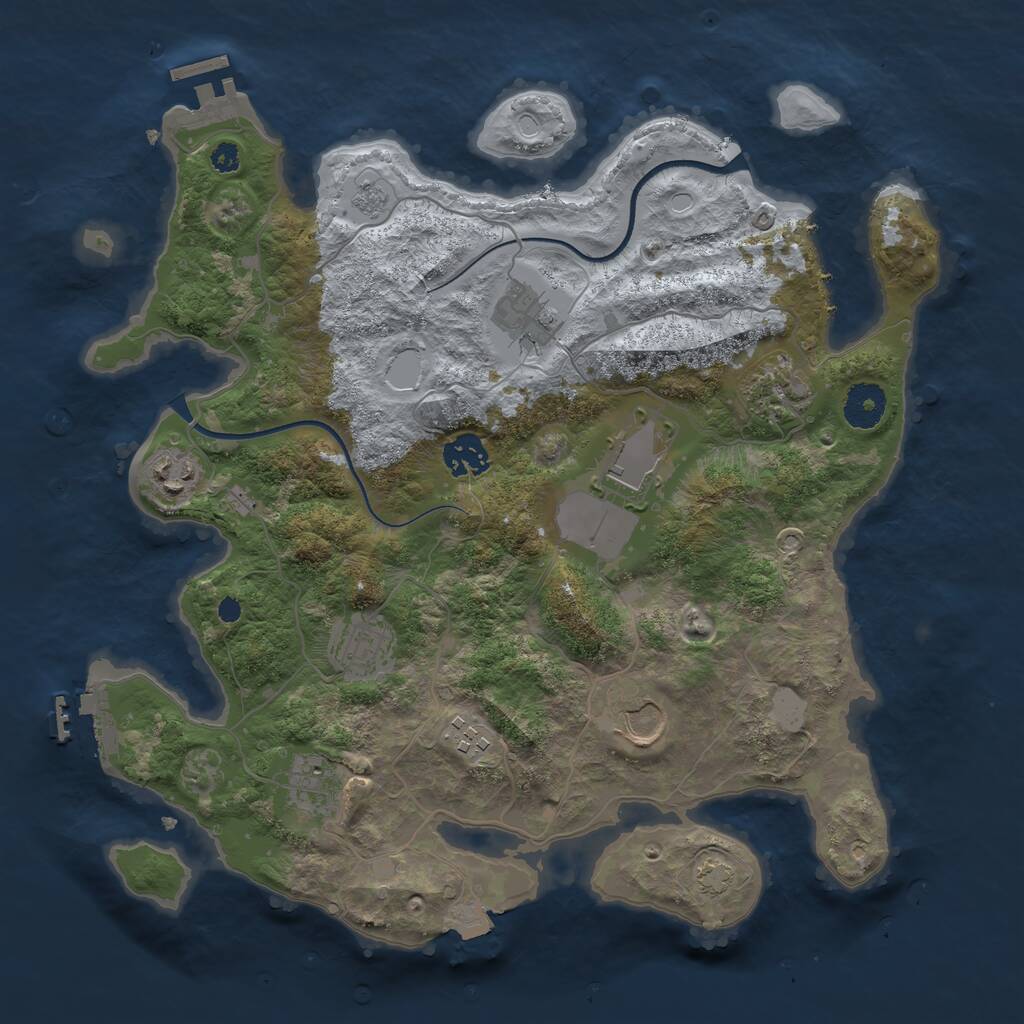 Rust Map: Procedural Map, Size: 3500, Seed: 441802, 14 Monuments