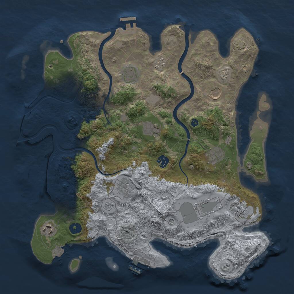 Rust Map: Procedural Map, Size: 3750, Seed: 1750610377, 16 Monuments