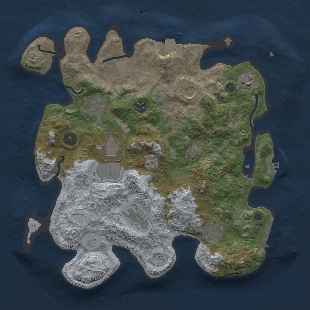 Rust Map: Procedural Map, Size: 3500, Seed: 120301083, 16 Monuments