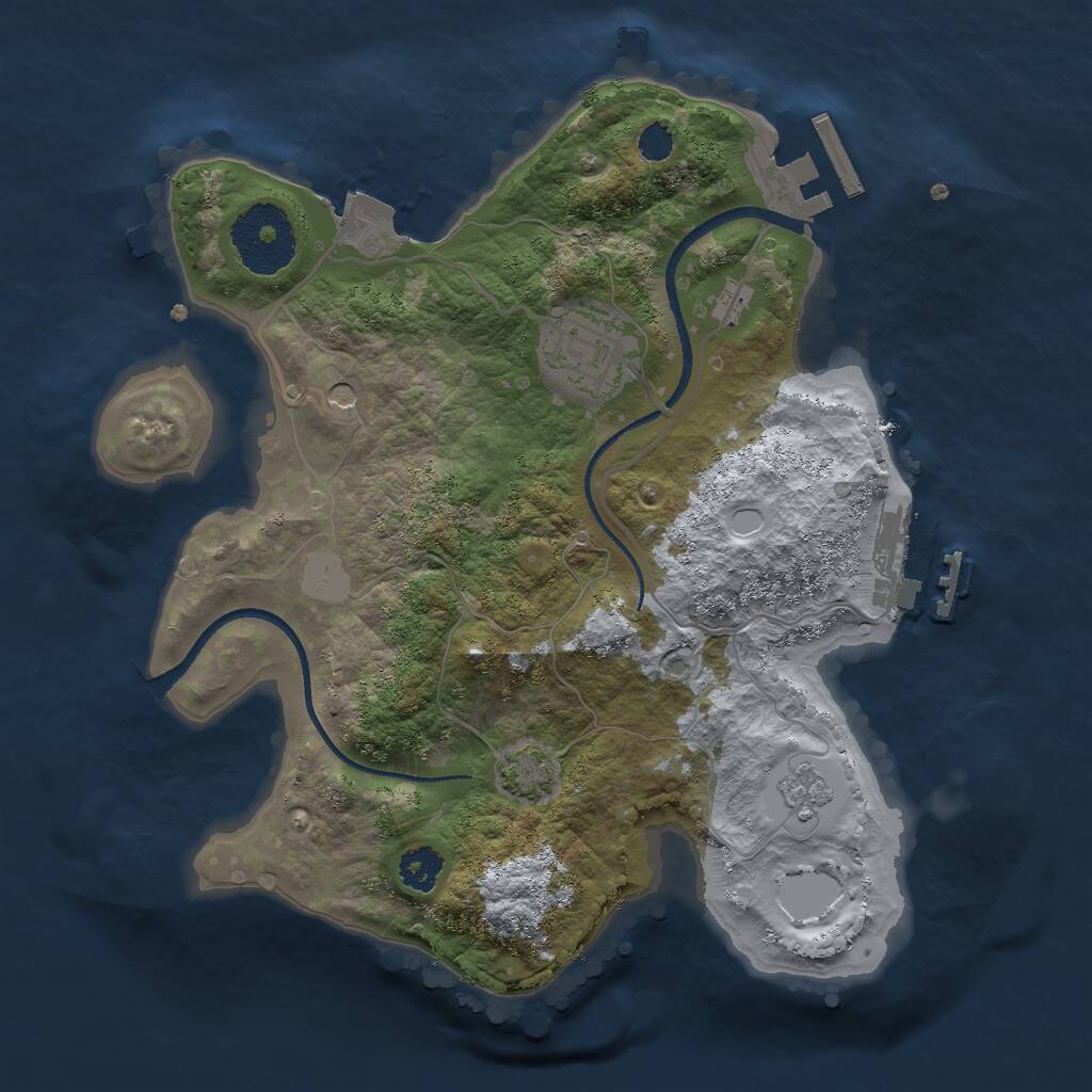 Rust Map: Procedural Map, Size: 2500, Seed: 1278028505, 7 Monuments