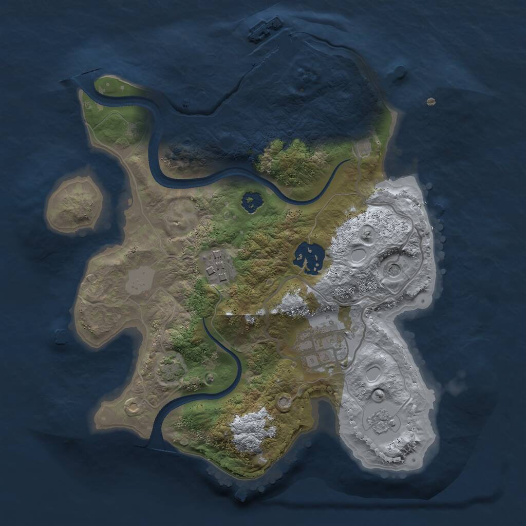 Rust Map: Procedural Map, Size: 2500, Seed: 1278028505, 8 Monuments