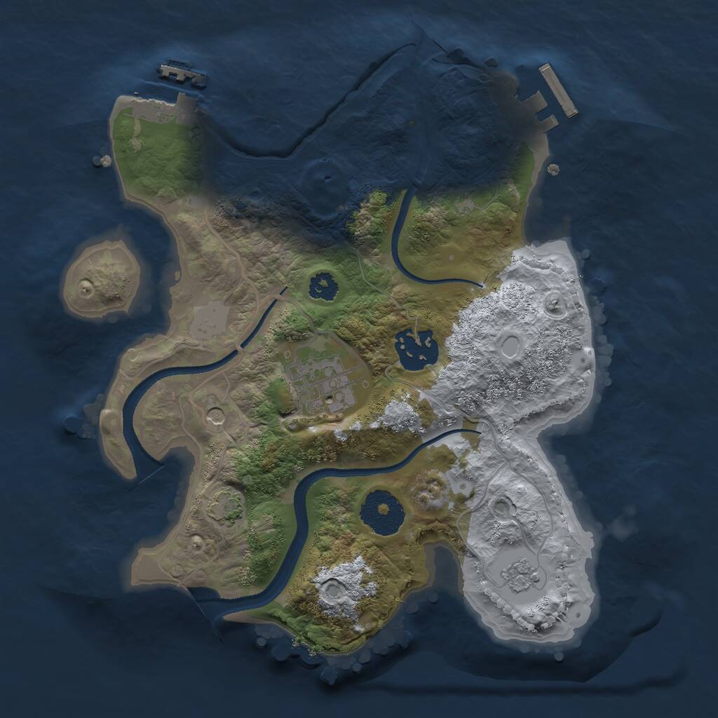 Rust Map: Procedural Map, Size: 2500, Seed: 1278028505, 8 Monuments