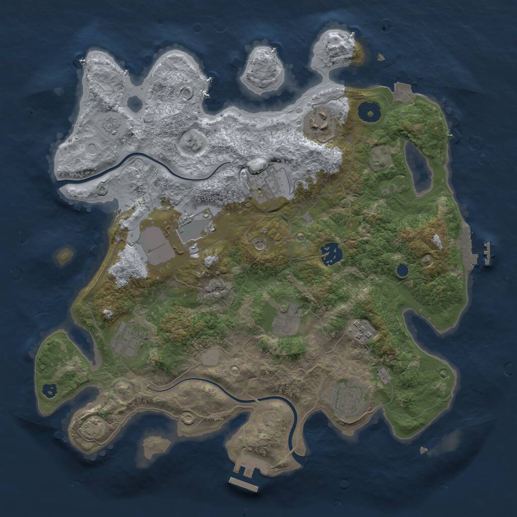 Rust Map: Procedural Map, Size: 3500, Seed: 965832, 14 Monuments