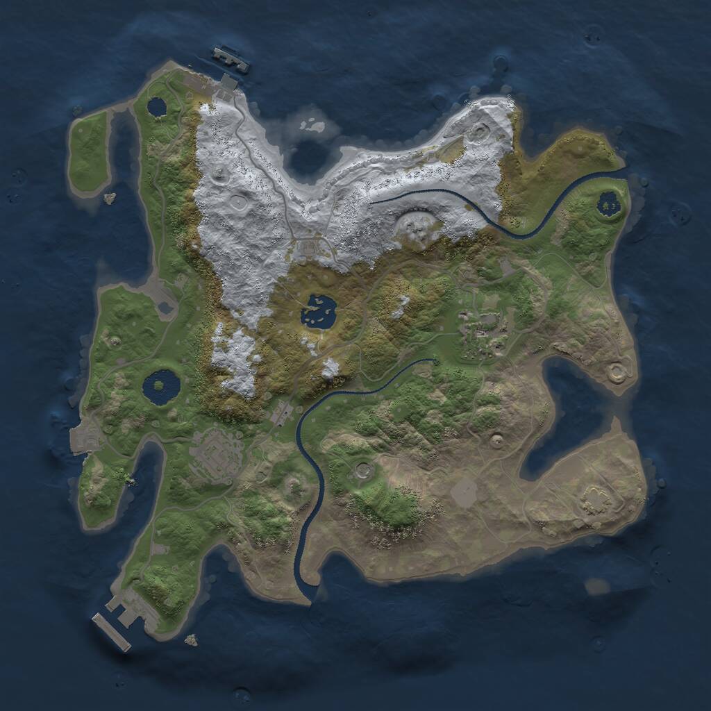 Rust Map: Procedural Map, Size: 3000, Seed: 645, 8 Monuments