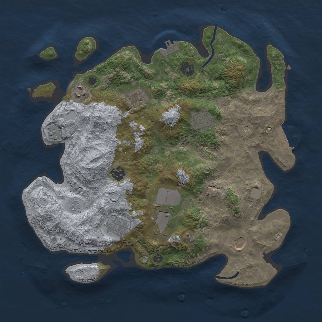 Rust Map: Procedural Map, Size: 3500, Seed: 65208161, 17 Monuments