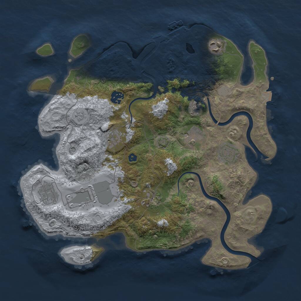 Rust Map: Procedural Map, Size: 3500, Seed: 65208161, 14 Monuments