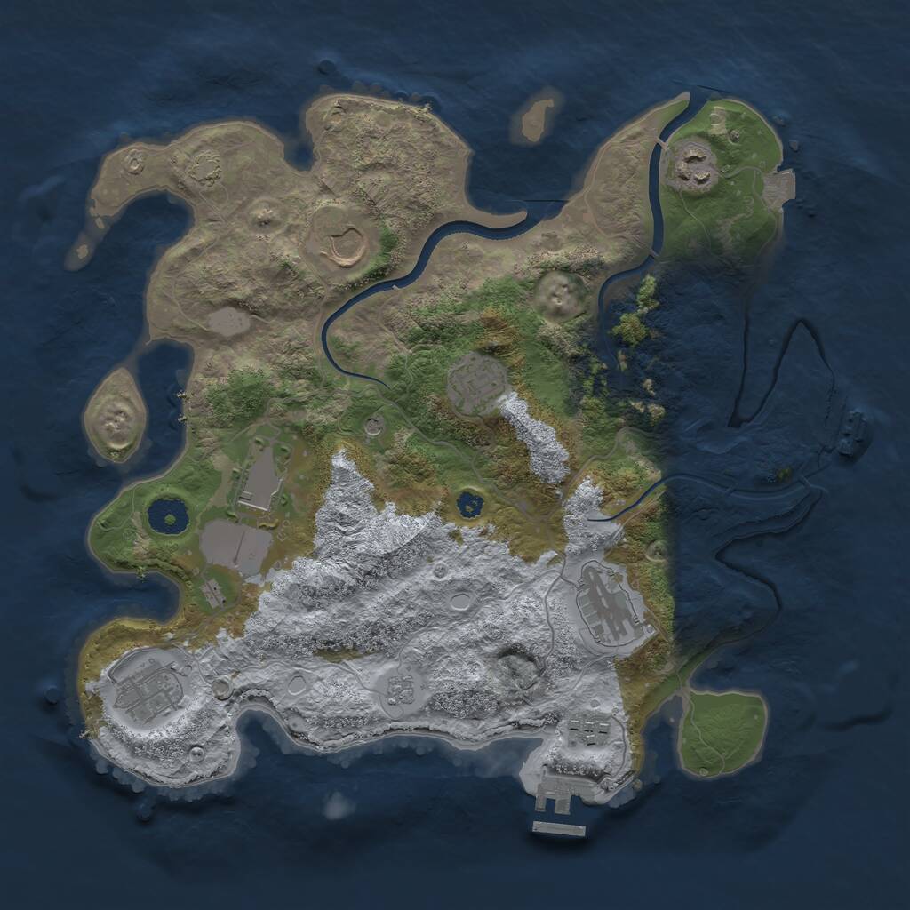 Rust Map: Procedural Map, Size: 3500, Seed: 1954217503, 13 Monuments