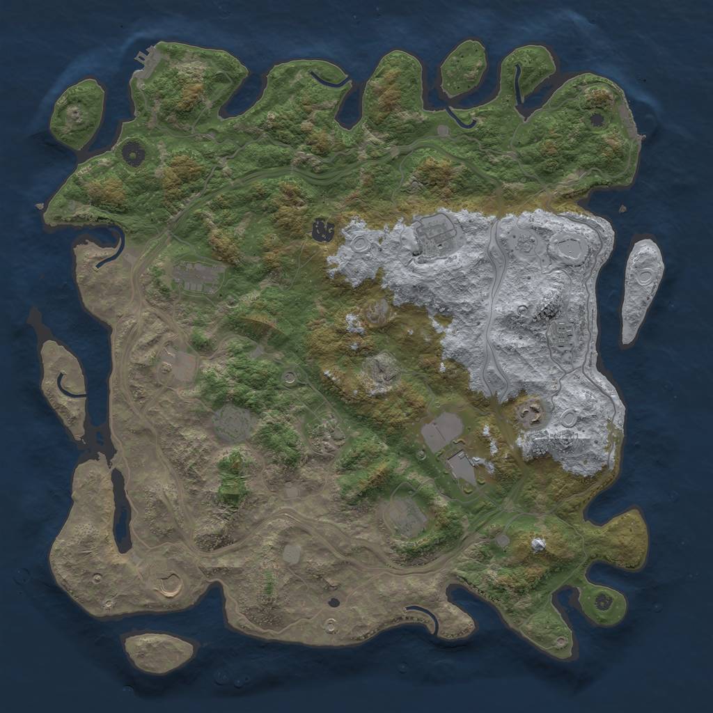 Rust Map: Procedural Map, Size: 4500, Seed: 1260352144, 20 Monuments