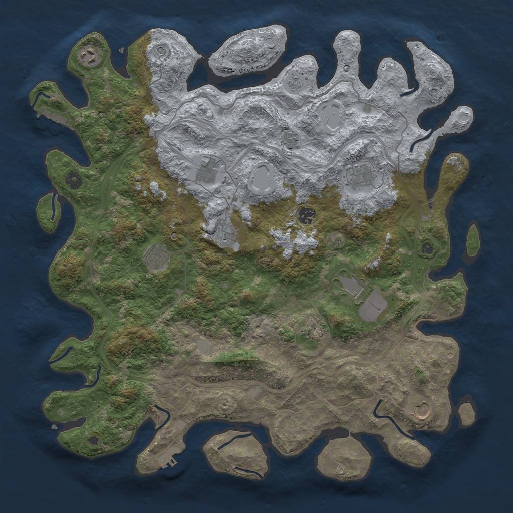 Rust Map: Procedural Map, Size: 4500, Seed: 1258367, 19 Monuments