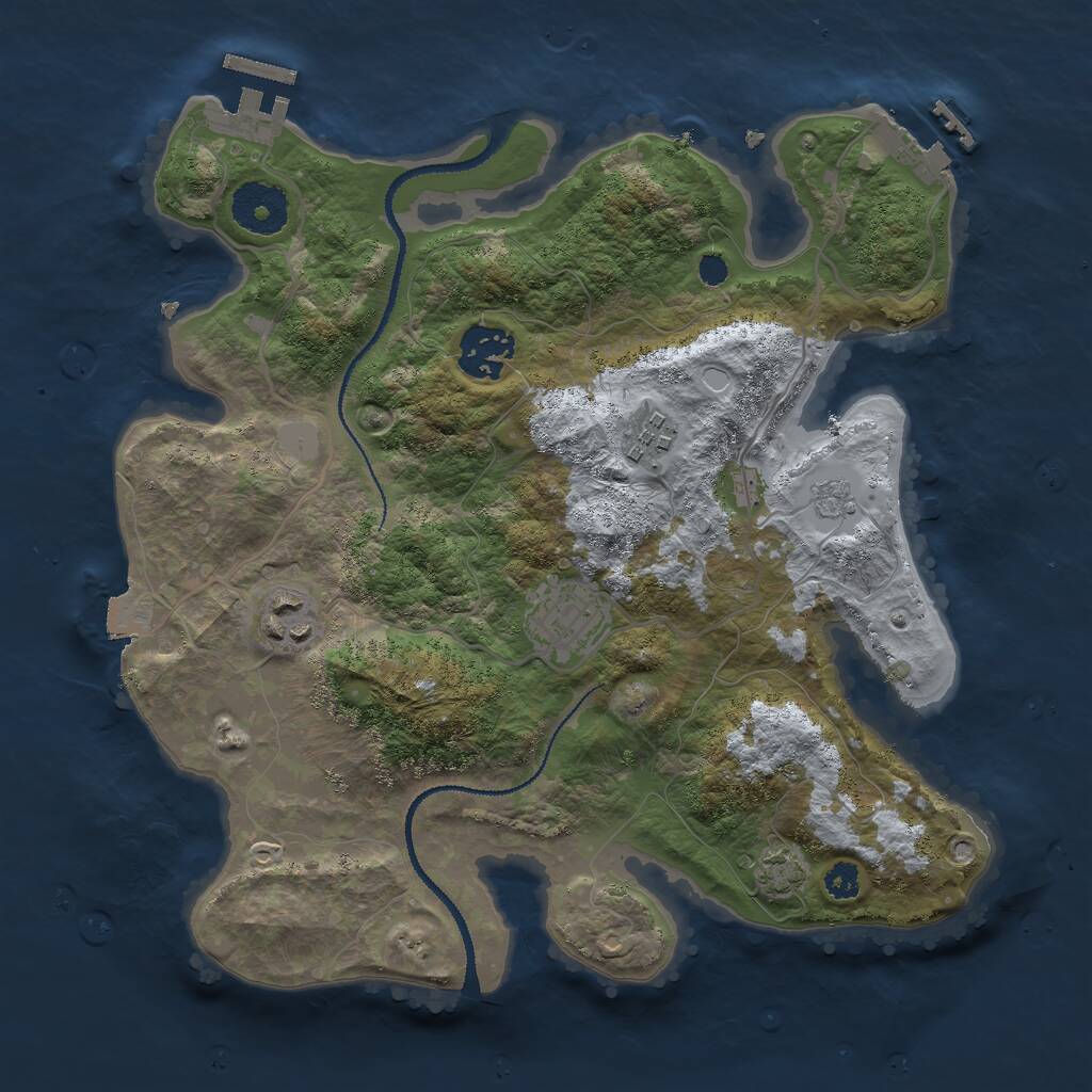 Rust Map: Procedural Map, Size: 3000, Seed: 988313375, 9 Monuments