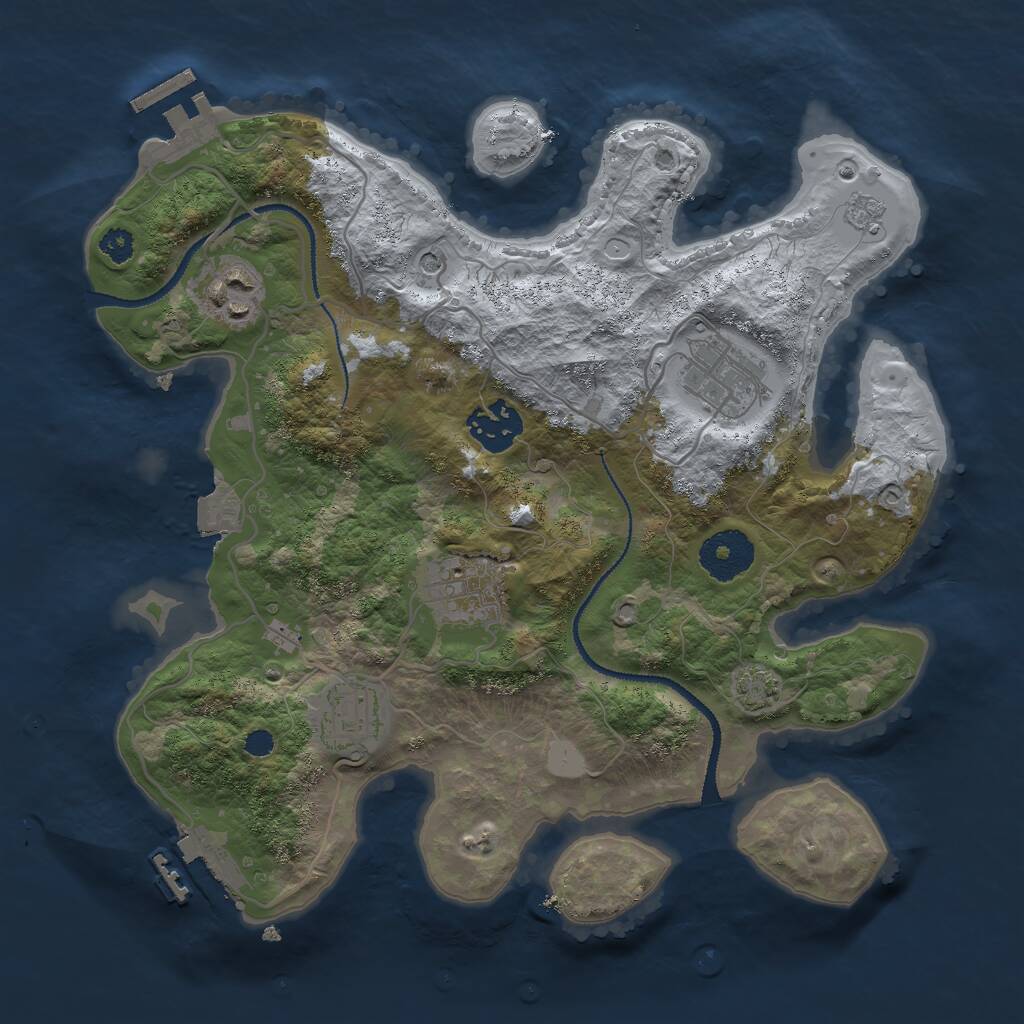Rust Map: Procedural Map, Size: 3000, Seed: 1723090191, 11 Monuments