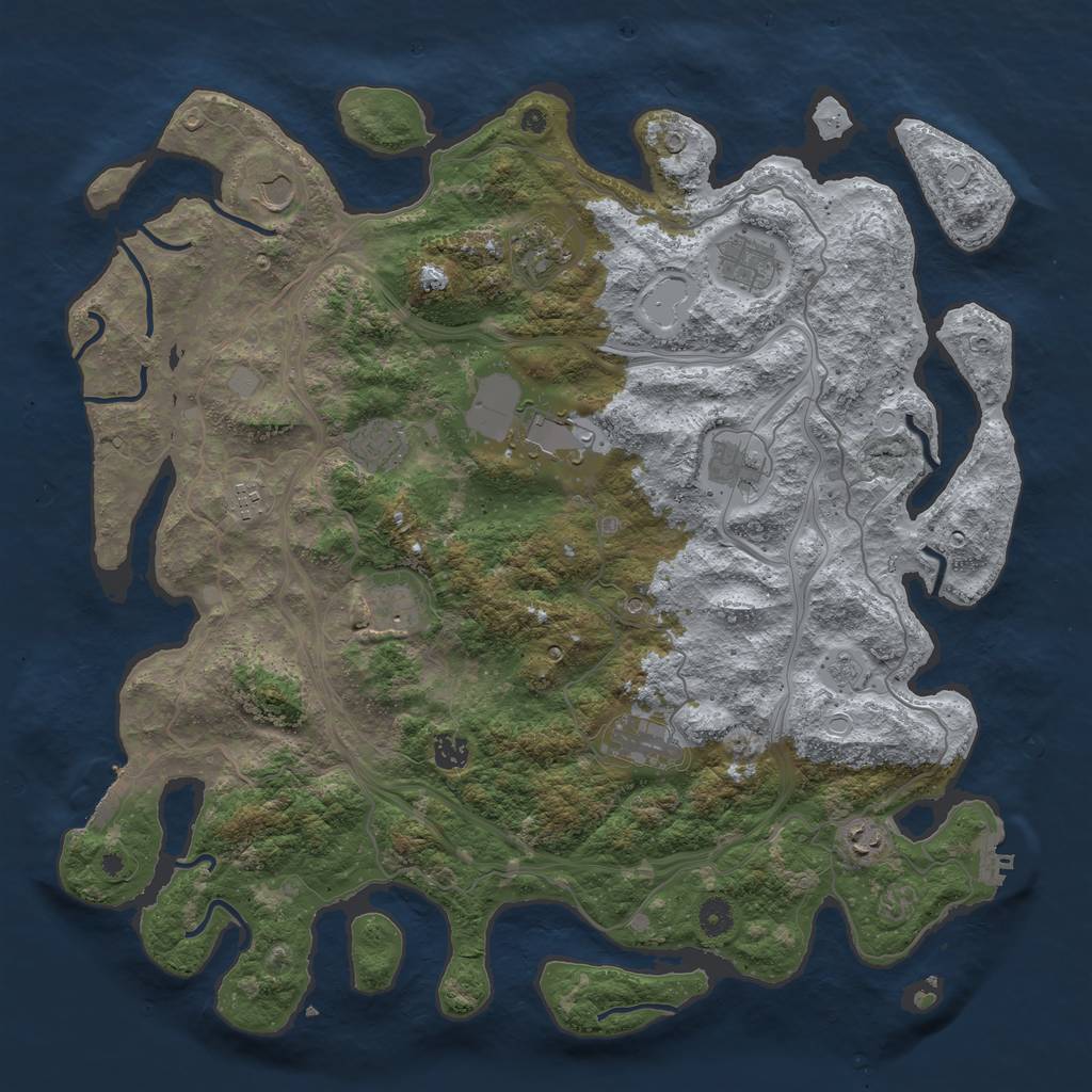 Rust Map: Procedural Map, Size: 4500, Seed: 1180557075, 20 Monuments