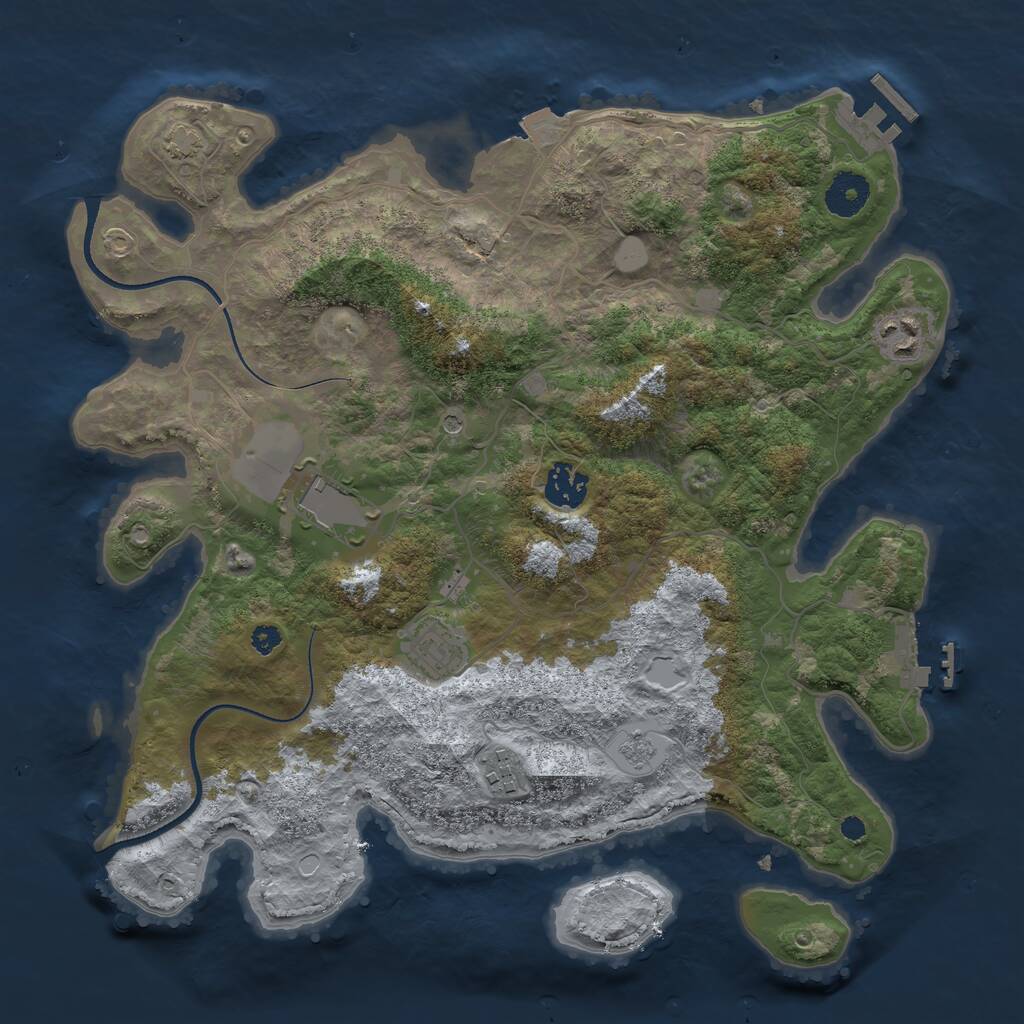 Rust Map: Procedural Map, Size: 3500, Seed: 76317155, 11 Monuments