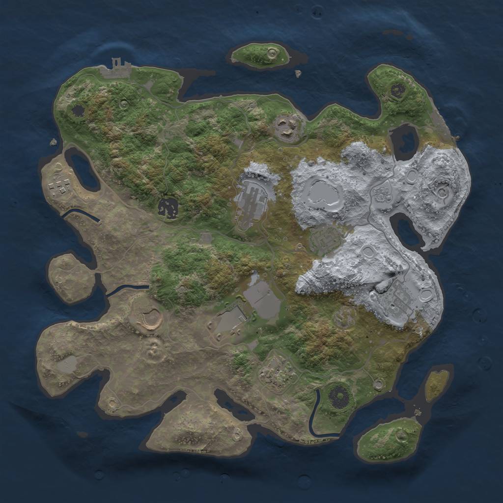 Rust Map: Procedural Map, Size: 3500, Seed: 1362253895, 18 Monuments