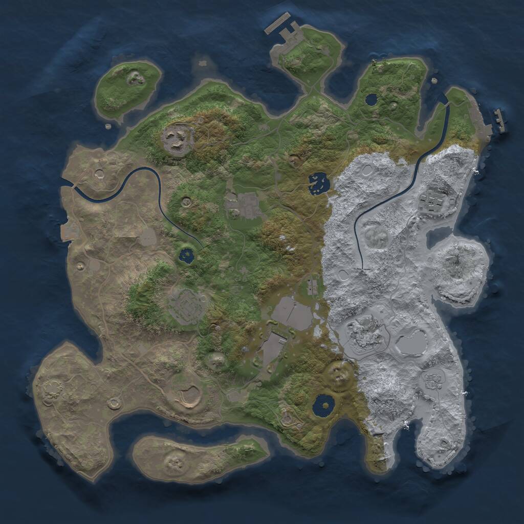 Rust Map: Procedural Map, Size: 3500, Seed: 192364459, 14 Monuments