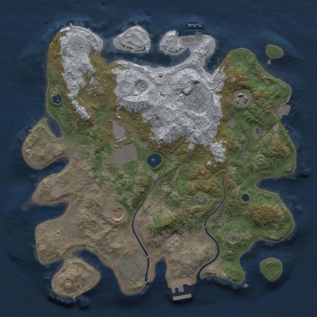 Rust Map: Procedural Map, Size: 3500, Seed: 6980085, 13 Monuments