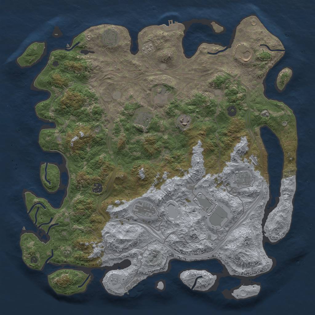 Rust Map: Procedural Map, Size: 4500, Seed: 484729, 19 Monuments