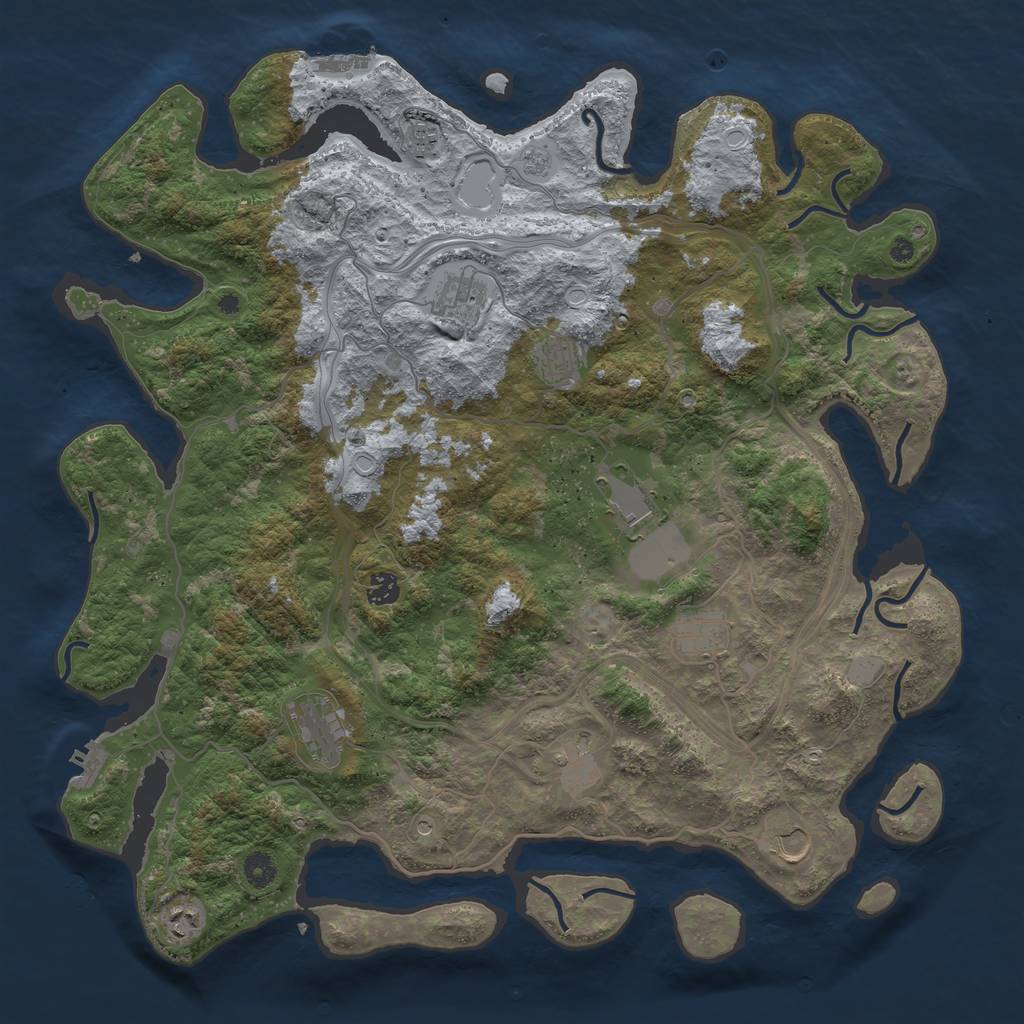 Rust Map: Procedural Map, Size: 4500, Seed: 3600, 19 Monuments