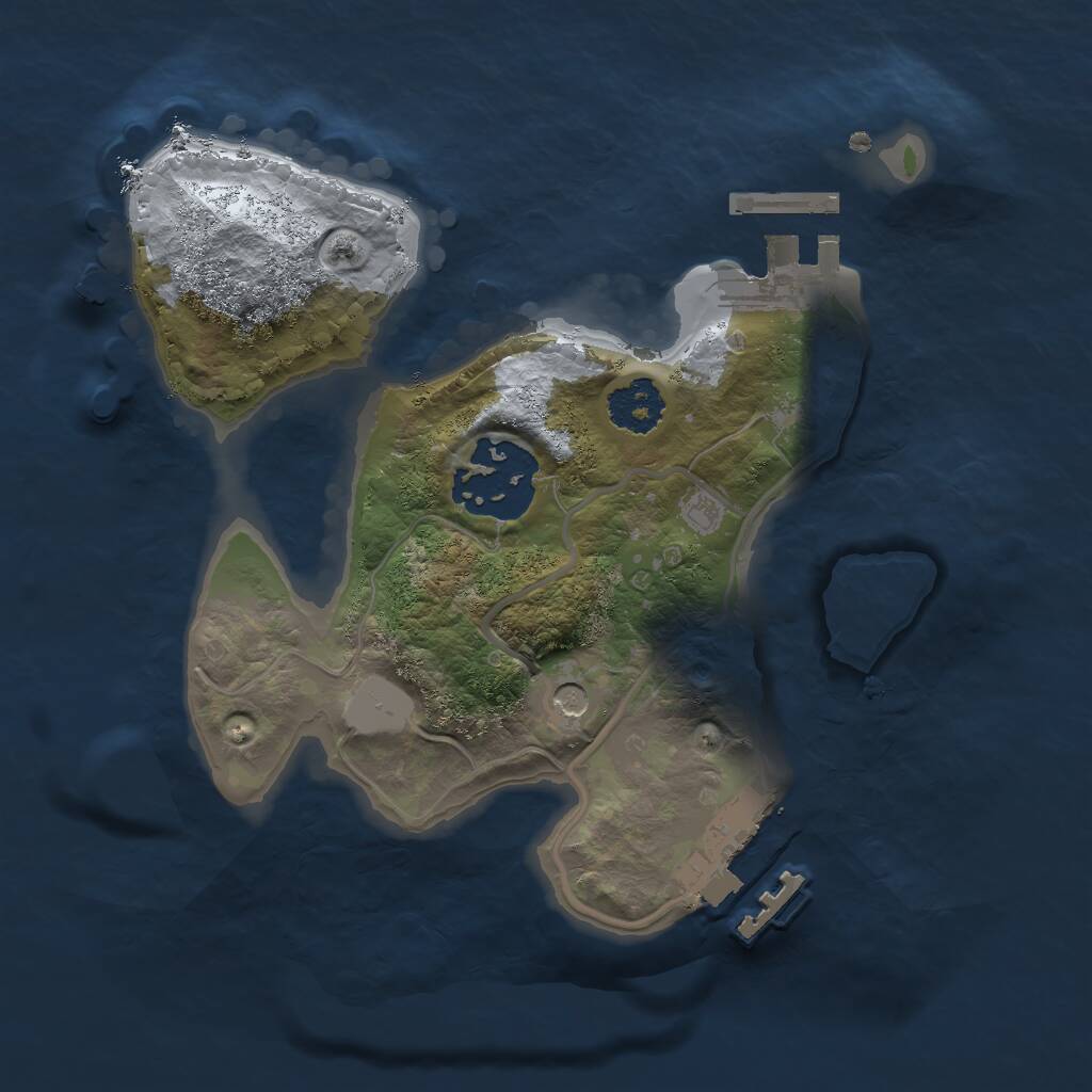 Rust Map: Procedural Map, Size: 2000, Seed: 86223, 5 Monuments