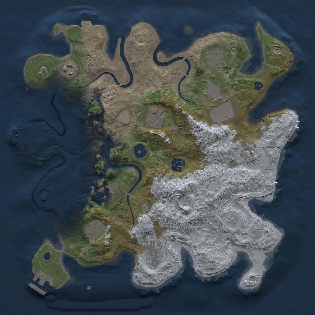 Rust Map: Procedural Map, Size: 3500, Seed: 1356320471, 16 Monuments