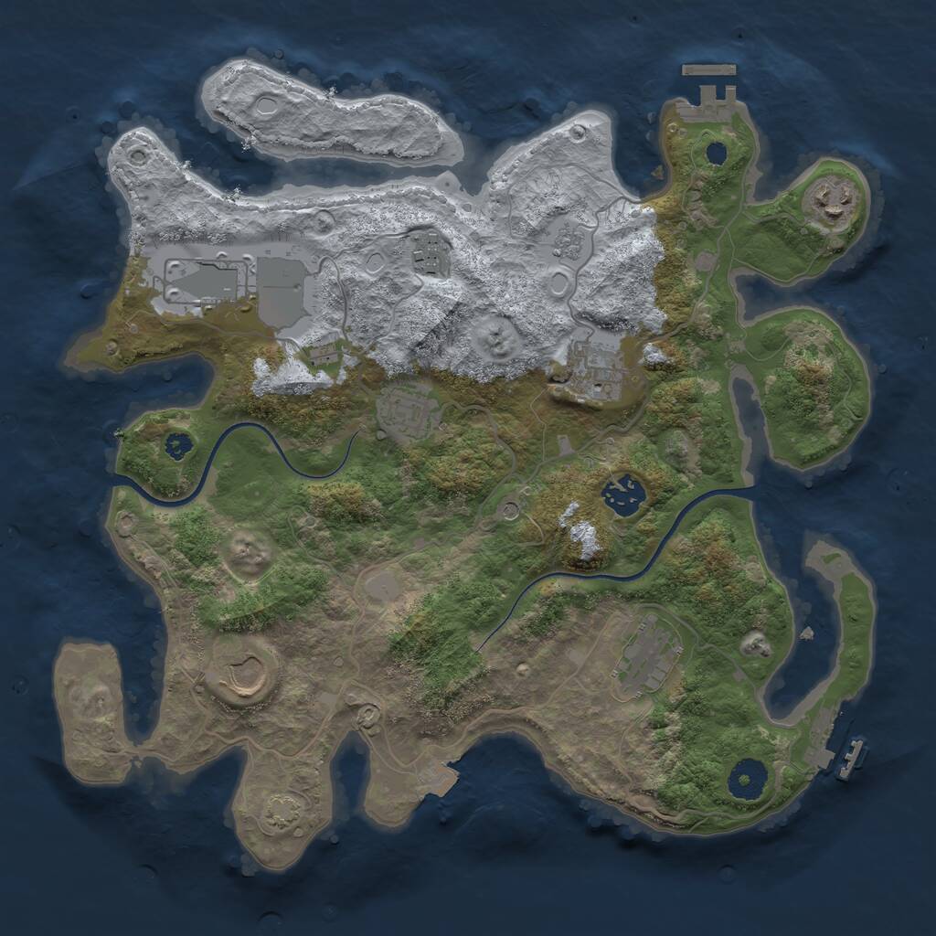 Rust Map: Procedural Map, Size: 3500, Seed: 1390329301, 14 Monuments