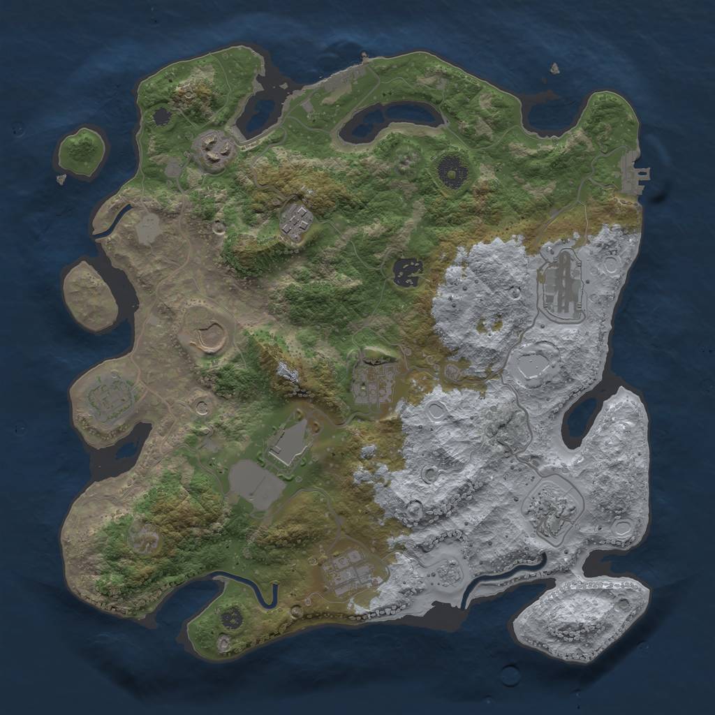 Rust Map: Procedural Map, Size: 3500, Seed: 54794722, 19 Monuments