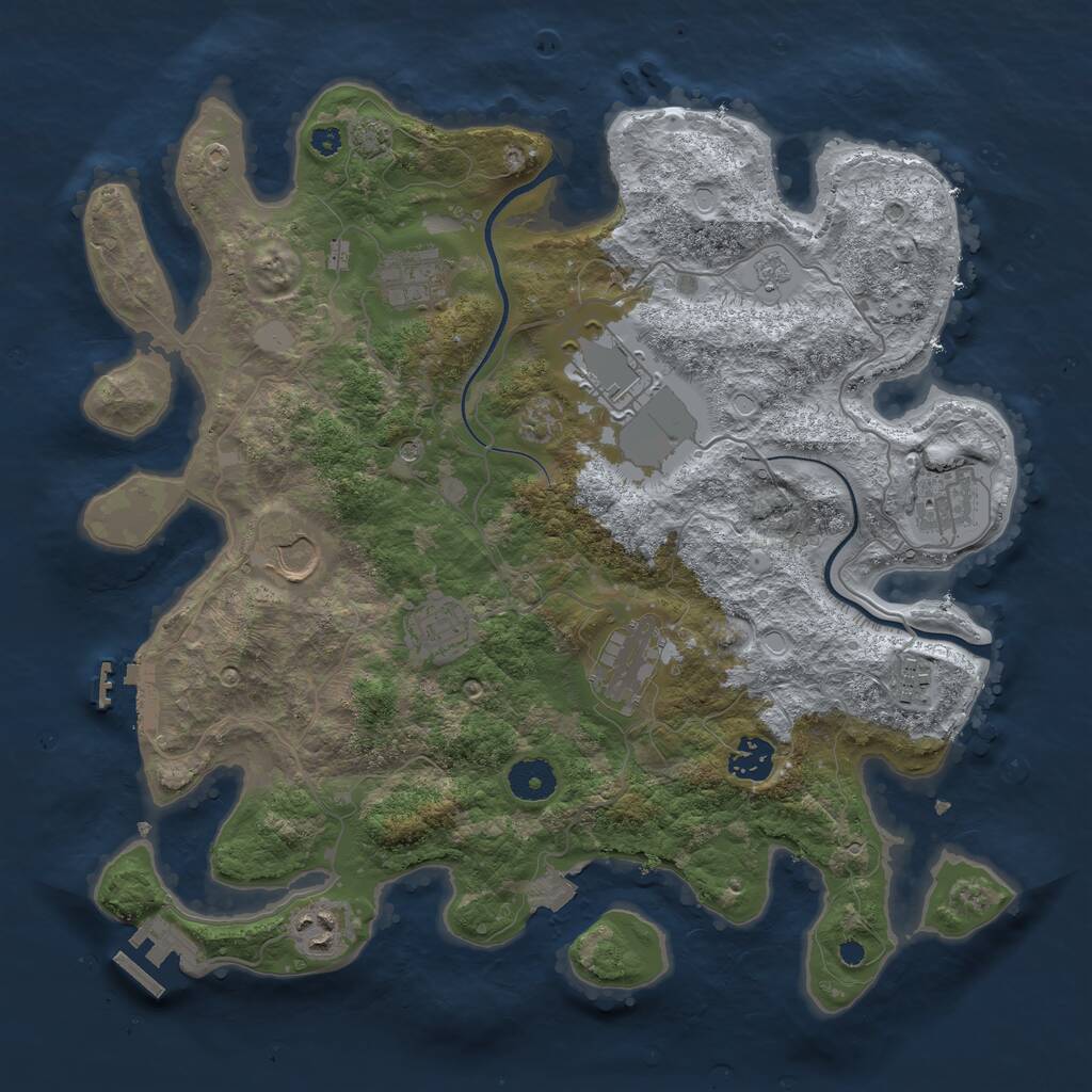 Rust Map: Procedural Map, Size: 3650, Seed: 345521408, 15 Monuments