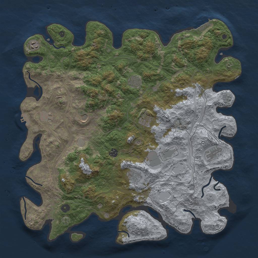 Rust Map: Procedural Map, Size: 4500, Seed: 12291990, 19 Monuments